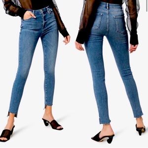 Frame Denim Le High Skinny Stepped Raw Hem Blue Jeans